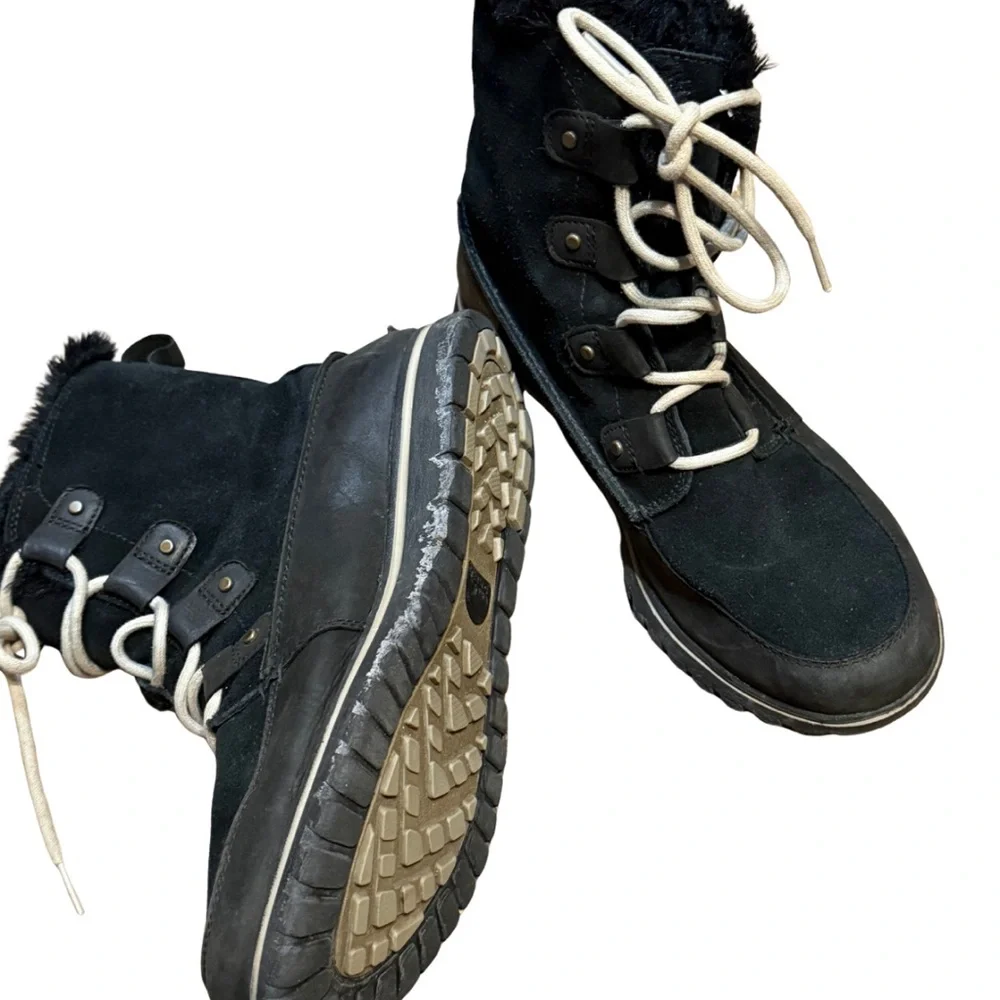 Sorel Joan Explorer Boots Womens 10 Black‎ Faux Fur Winter Cozycore
